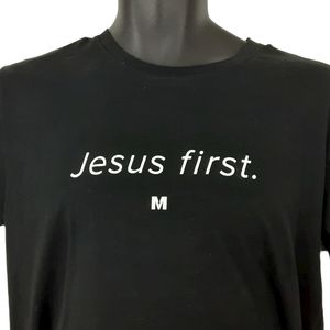 Jesus First Premium Men T Shirt Medium Black